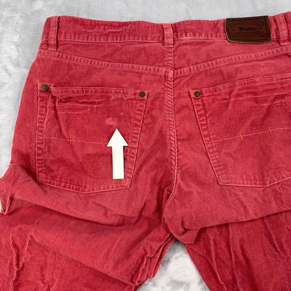 Polo Ralph Lauren‎ Straight Pants Men's 33x32 Red Corduroy 100% Cotton